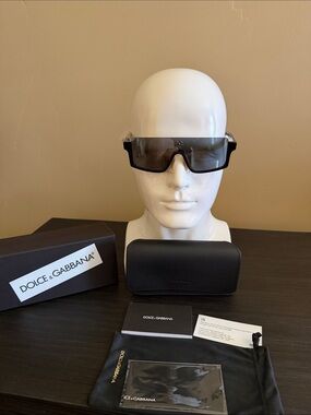 Dolce & Gabbana Black Shield Sunglasses with Gradient Lenses